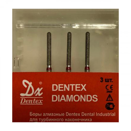 Боры алмазные Dentex F450Н FG, 3шт, турб.нак, цилиндр закр кDentex Dental Industrial