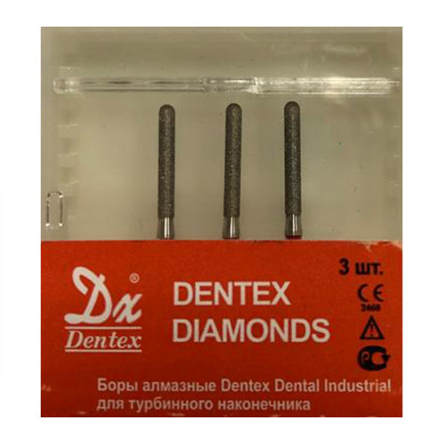 Боры алмазные Dentex F450I FG, 3шт, турб.нак, цилиндр закр кDentex Dental Industrial