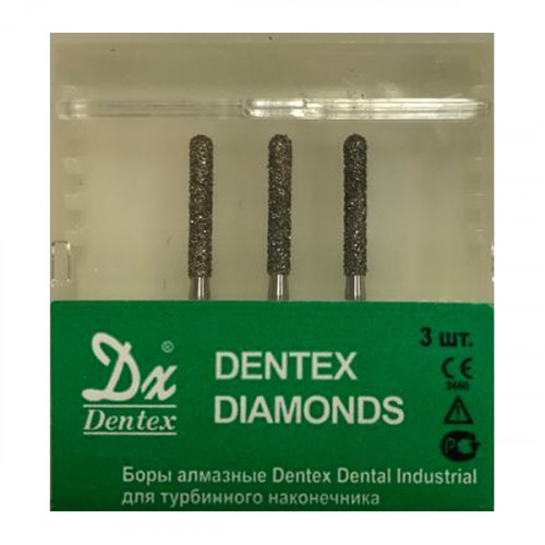 Боры алмазные Dentex C450I FG, 3шт, турб.нак, цилиндр с закр Dentex Dental Industrial