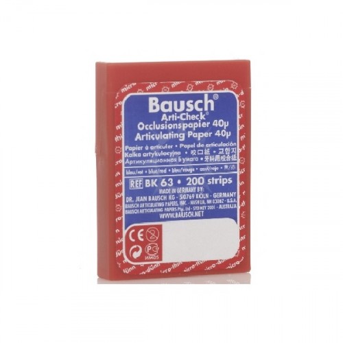 Артикуляционная бумага BK63 красная/синяя 40 мкм 200 шт (Bausch)