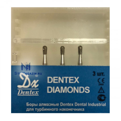 Боры алмазные Dentex 232 FG, 3шт, турб.накDentex Dental Industrial