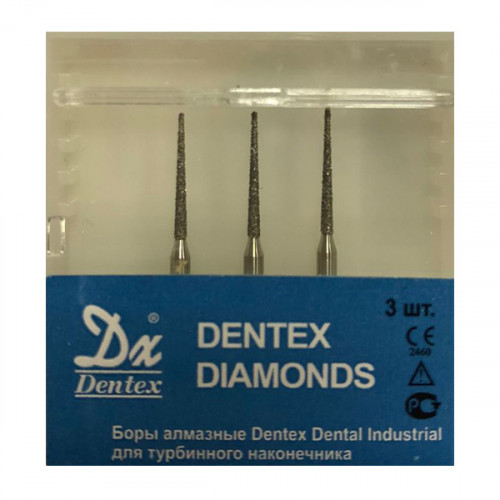 Боры алмазные Dentex 335 FG, 3шт, турб.нак, иглаDentex Dental Industrial