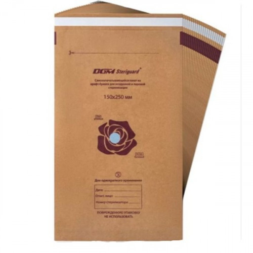 Крафт-пакет самозапечатывающийся плоский 150мм*250мм, 100шт DGM Steriguard, артикул 48441