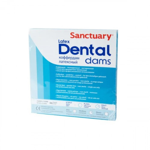 Листы латексные Dental Dams 152*152 medium 0,18мм 36шт синие без запаха Малайзия