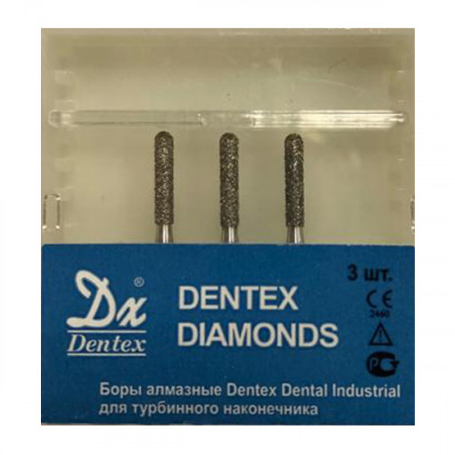 Боры алмазные Dentex 350I FG, 3шт, турб.нак, цилиндр закрDentex Dental Industrial