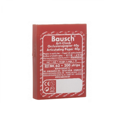 Артикуляционная бумага BK62 красная 40 мкм 200 шт (Bausch)